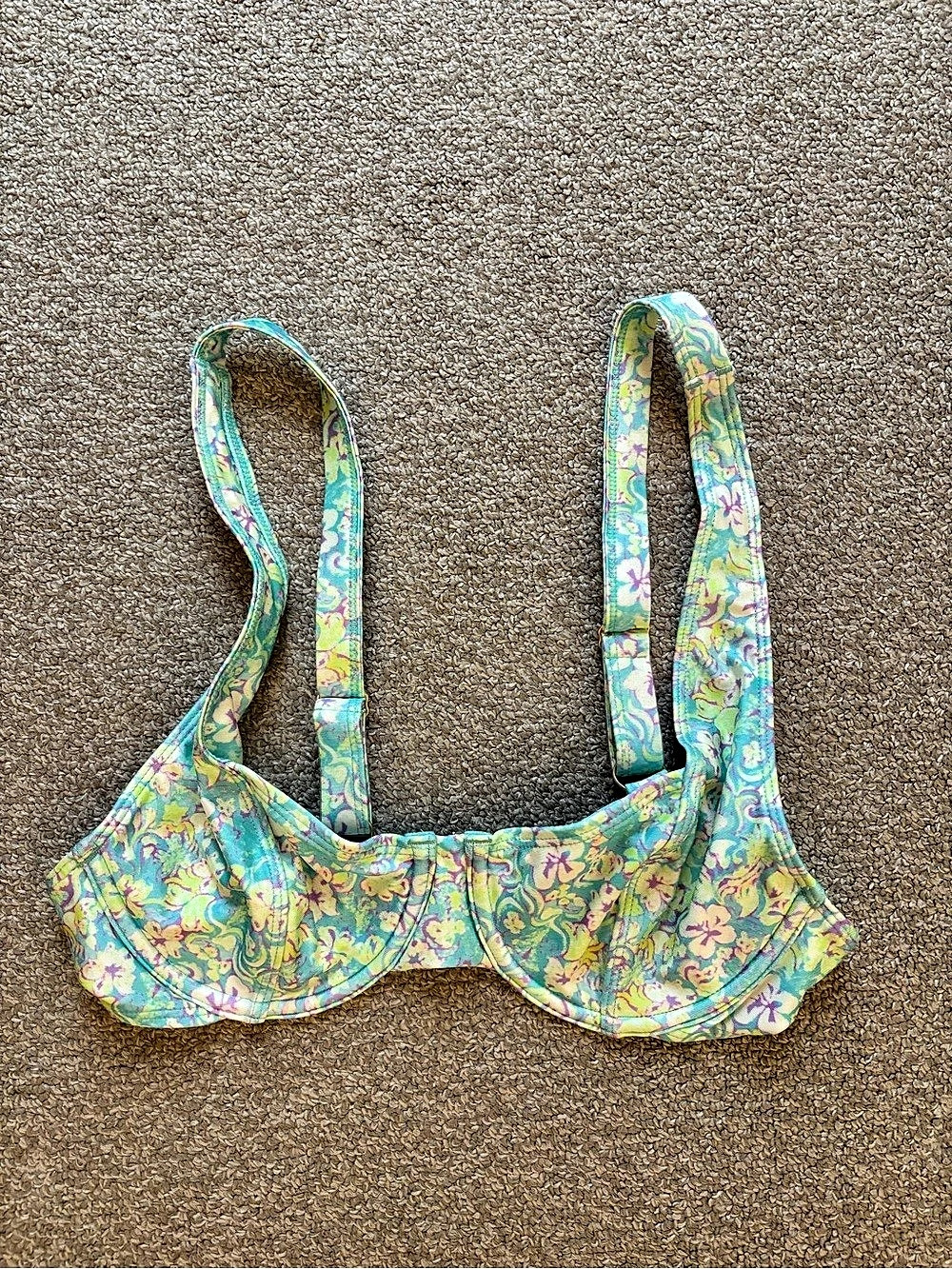Never worn. Paisley Bikini Top in Green & Blue Like New